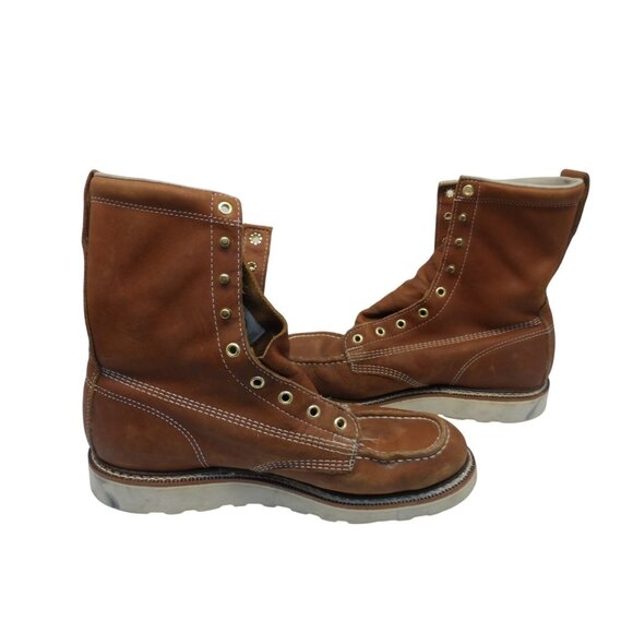 Thorogood Men's 8" Moc Toe Wedge Work Boots 814-4201 (USA) Tobacco Size 10EE - Picture 6 of 8